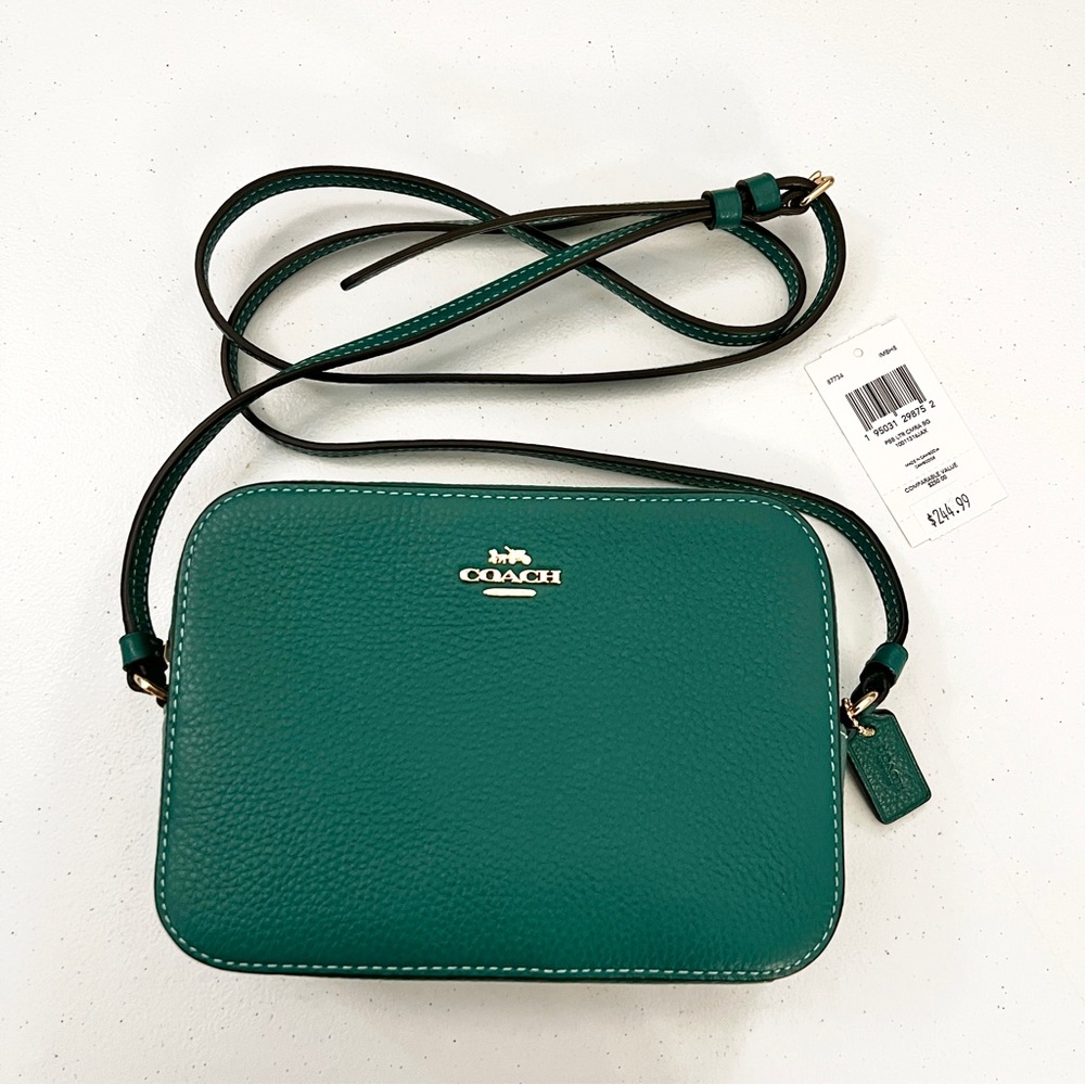 Coach Pebble Leather Crossbody Camera Bag - Green